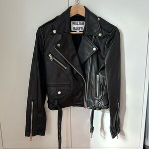 Walter Baker genuine lamb leather black biker leather jacket women’s XS